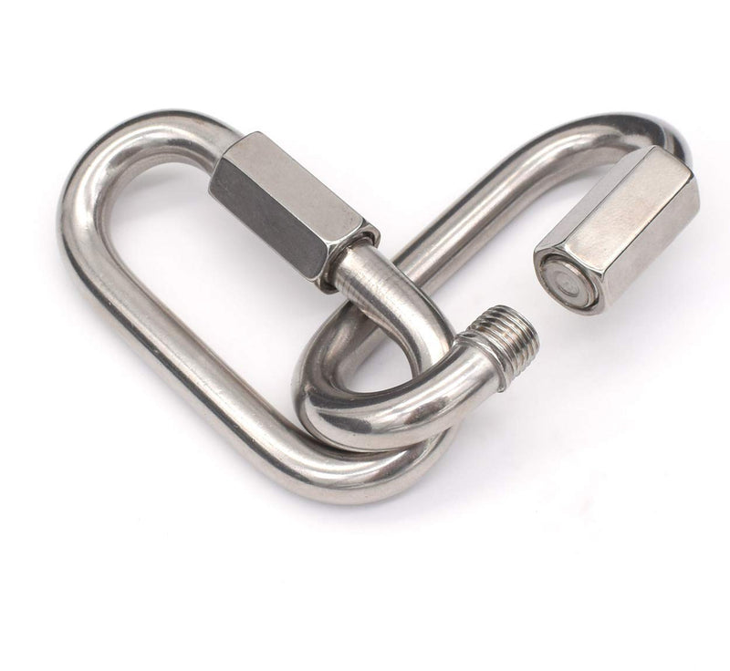 [Australia - AusPower] - 3/8" Quick Links,Alele (10mm) 4 Packs Stainless Steel Chain Links Connector,M10 Heavy Duty D Shape Locking Looks for Carabiner, Hammock, Camping and Outdoor Equipment M10 Quick Links 4pack 