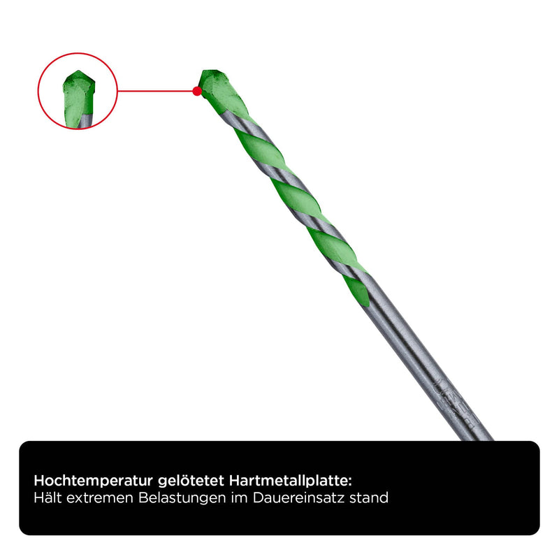 kwb Hardcut Granite Drill Bit Diameter 6 mm with Carbide Special Blade, Asymmetrical, High-Temperature Brazed Carbide Plate, Optimal Drill Dust Transport and Round Shank, Extremely Durable, According to ⌀ 6 mm