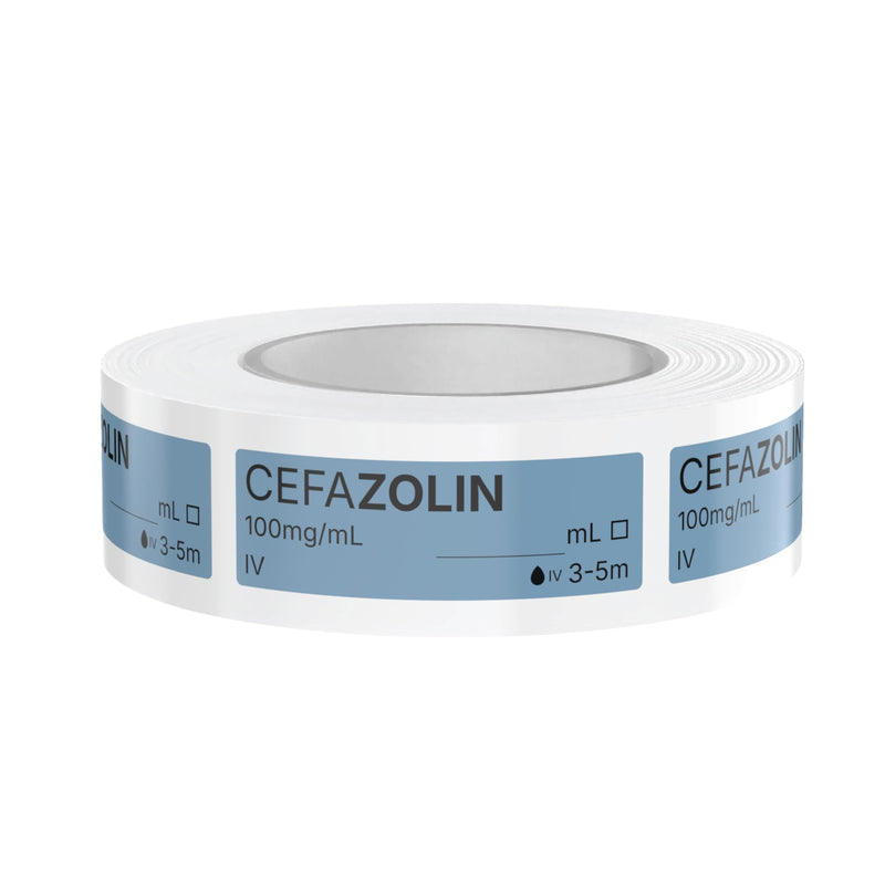 Veterinary Smart Syringe Labels for Surgery and Emergency – Clinical-Grade Color-Coded Roll of 500 | Vet Labels for Medication Safety in Vet Clinics, Hospitals & ICU (Cefazolin) Cefazolin