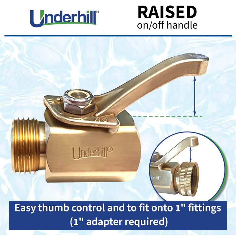 Underhill Garden Hose Shut Off Valve 3/4-Inch Hose Thread, Brass Hose Nozzle Connector, Attachment, Heavy-Duty Fittings, CV075H