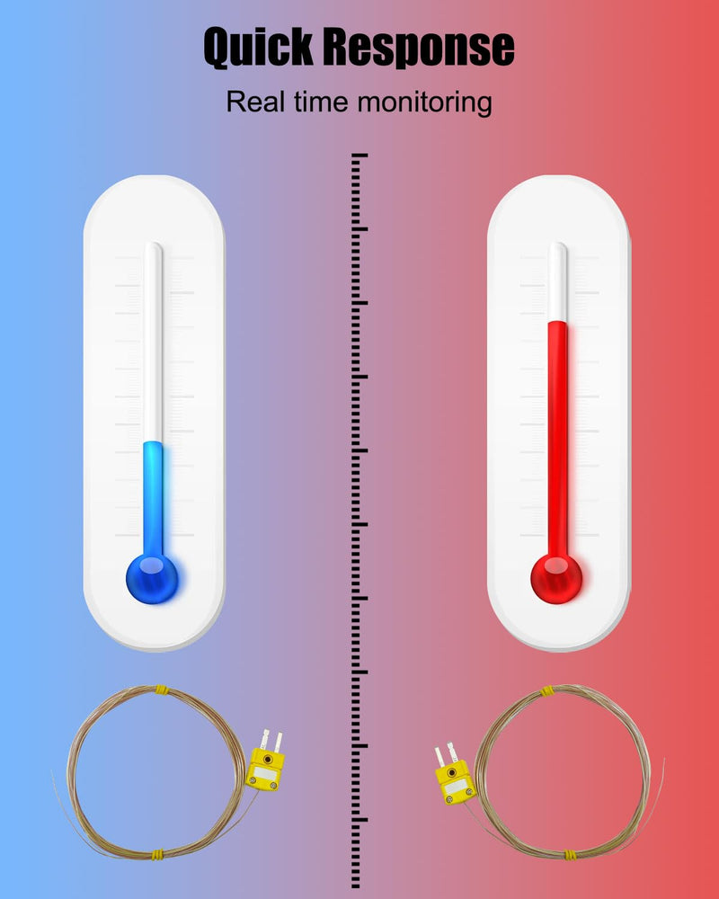 [Australia - AusPower] - 5cs High Accuracy K Type Mini-Connector Thermocouple, Temperature Probe Sensor -50°C~482°C (-58°F~899°F) 