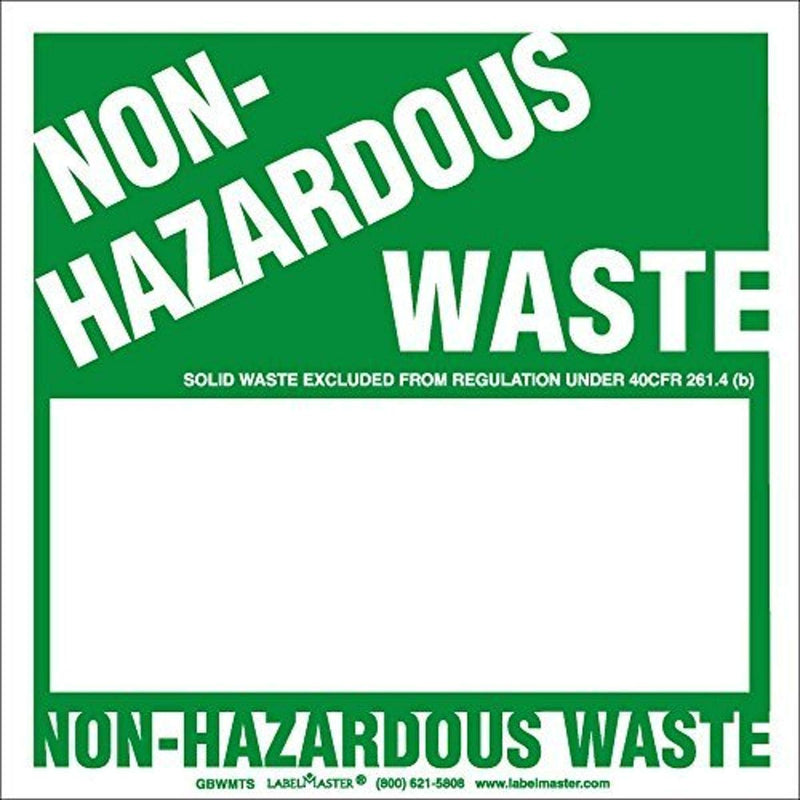 Labelmaster GBWMTS Non-Hazardous Waste Label, Blank 1/2 Open Box, Stock Paper (Pack of 100), 6 x 6 inch