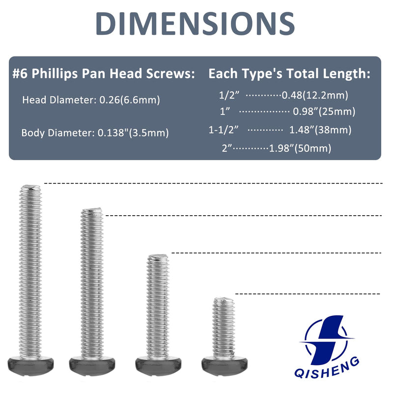 [Australia - AusPower] - QISHENG 100 PCS Black Head #6-32X1 Stainless Steel Phillips Pan Head Machine Screws,DIY,Repair,Install Furniture and Electrical Appliances Screws,Stainless Steel 18-8 A2(304) Screw #6-32X1" 