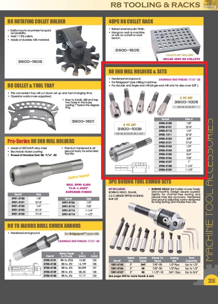 [Australia - AusPower] - HHIP 3900-0107 R8 End Mill Holder, 1" 1 in Single 