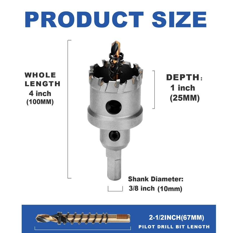 4-1/2” (115mm) Tungsten Carbide Tip Hole Saw,Hole Saw with M2 Pilot Drill bits for for Hard Metal Stainless Steel, Metal, Iron, and Plastic,25mm Drilling Depth (4-1/2” (115mm)) 4-1/2” (115mm)