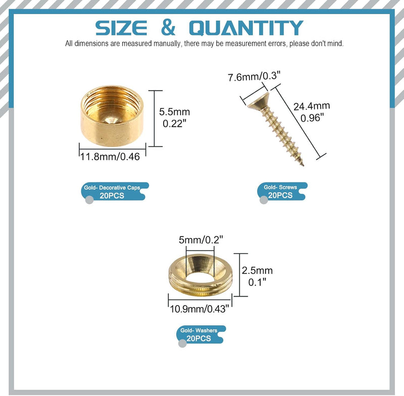 [Australia - AusPower] - Mirror Screws (12mm/0.47") 8Pcs, Decorative Cover Cap Nails Brass Polished - for Sign Advertising Hardware, Construction, Gold Tone 12mm 