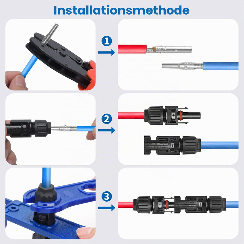24 Pairs Solar Plug Set, Solar Panel Plug for 2.5/4/6 mm² Solar Cable, Solar System, Solar Module, Photovoltaic Connector IP67 with Wrench