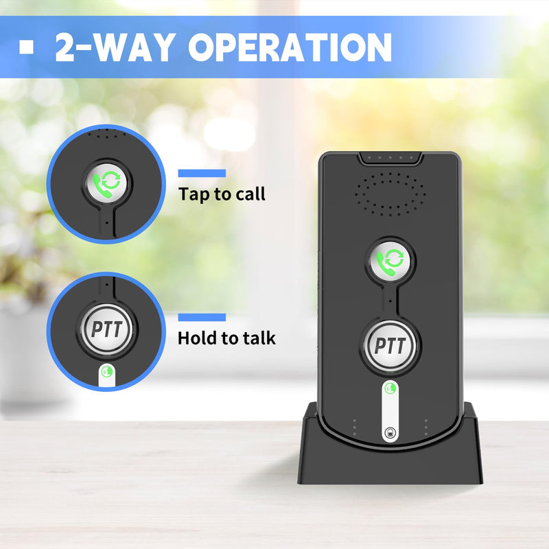 [Australia - AusPower] - Intercoms Wireless for Home, Room to Room Intercom System with Charging Base, Push to Talk, Long Range, Clear Loud Sound, Two Way Intercom for Home Office black 