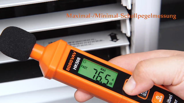 Sound Level Meter, Digital Decibel Meter 30-130dB, Portable Sound Level Meter A-Rating, MAX/MIN, Data Storage, Fast/Slow Reaction, LCD Display for Household, Factories, Workshop