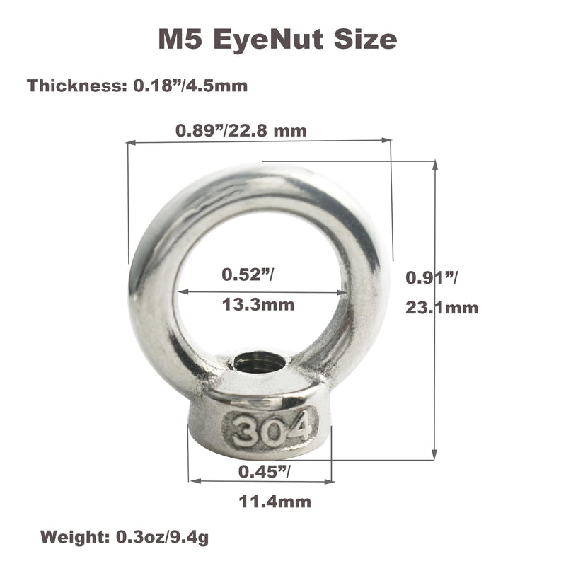 [Australia - AusPower] - 10 Packs M5 Stainless Lifting Eye Nuts Thread Ring Shoulder EyeNuts 