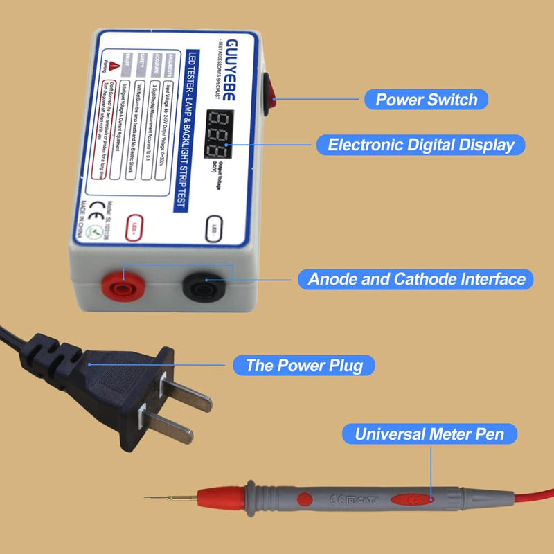 [Australia - AusPower] - LED Tester, TV Backlight Tester for Lamp Bead Repair Testing Output Voltage 0-300V 30mA to Strip Replacement and Test Lights Include as Gold Plated Pin and Tools GuuYebe 