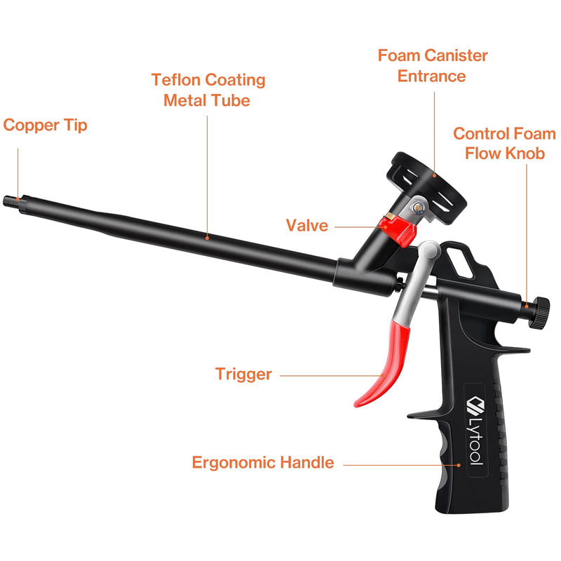 [Australia - AusPower] - Foam Gun, Lytool Expanding Foam Gun, Professional Foaming Gun Insulation Spray Application Applicator Caulking Gun for Filling, Sealing 