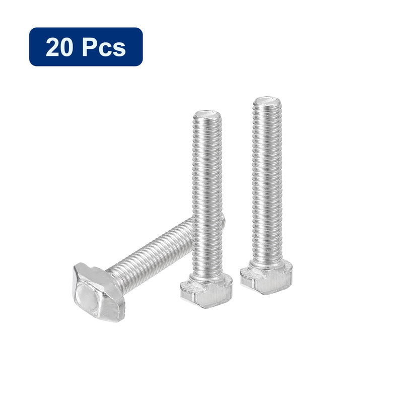 [Australia - AusPower] - uxcell 20Pcs T-Slot Bolts, M5 x 30mm Hammer Head Bolt T Screw Drop-in Stud for 2020 Series T-Slot Aluminum Extrusion Profile, Carbon Steel Nickel Plated, Silver 20 