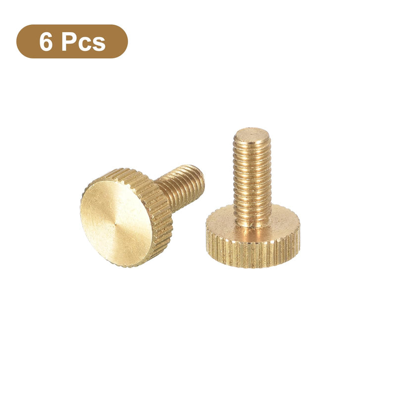 [Australia - AusPower] - uxcell M5x12mm Knurled Thumb Screws, 6pcs Flat Knurled Head Fully Threaded Brass Thumb Screws Bolts Grip Knobs Fasteners 6 