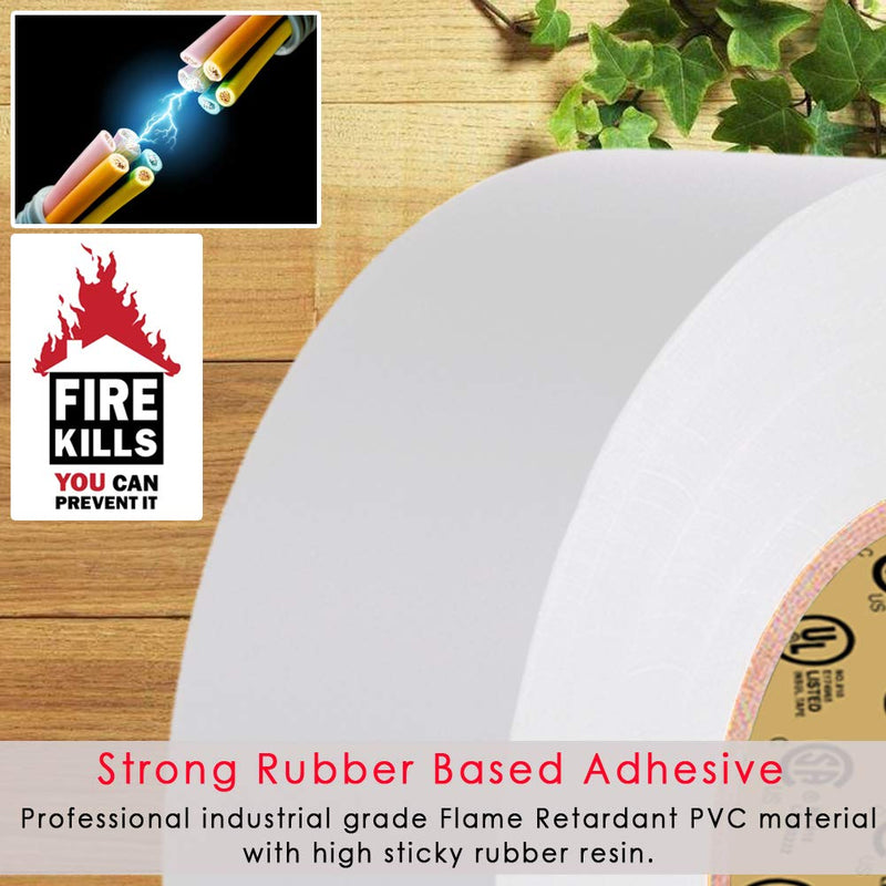 LYLTECH White Electrical Tape 8Rolls, 7mils x 3/4 in x 30 ft, Flame Retardant,Waterproof,Strong Adhesive, Durable, Easy-Wrap,High Temp Electrical Tape Electric Super Vinyl 8 White