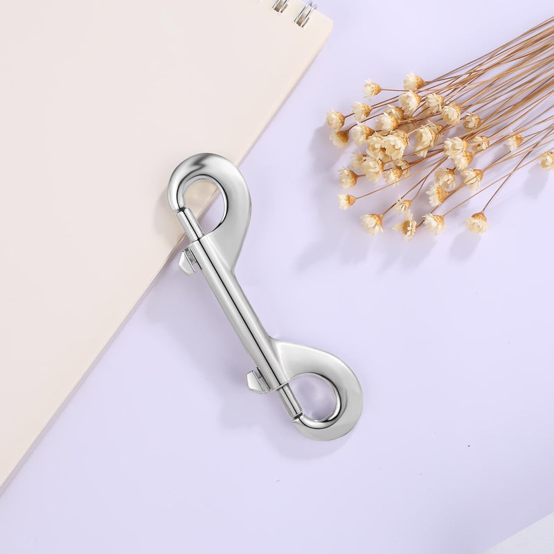 [Australia - AusPower] - Double Ended Bolt Snaps Hook Sided Clips Trigger Clips Chain Metal Clips 4 Inch Silver 4pcs 