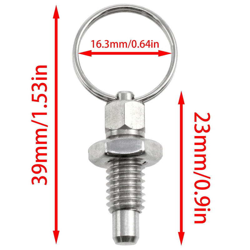 [Australia - AusPower] - Spring Plungers Spring Pins Stainless Steel Spring Handles Non-Locking Short Column Manual Retractable Spring Plungers with Pull Rings 2PCS 