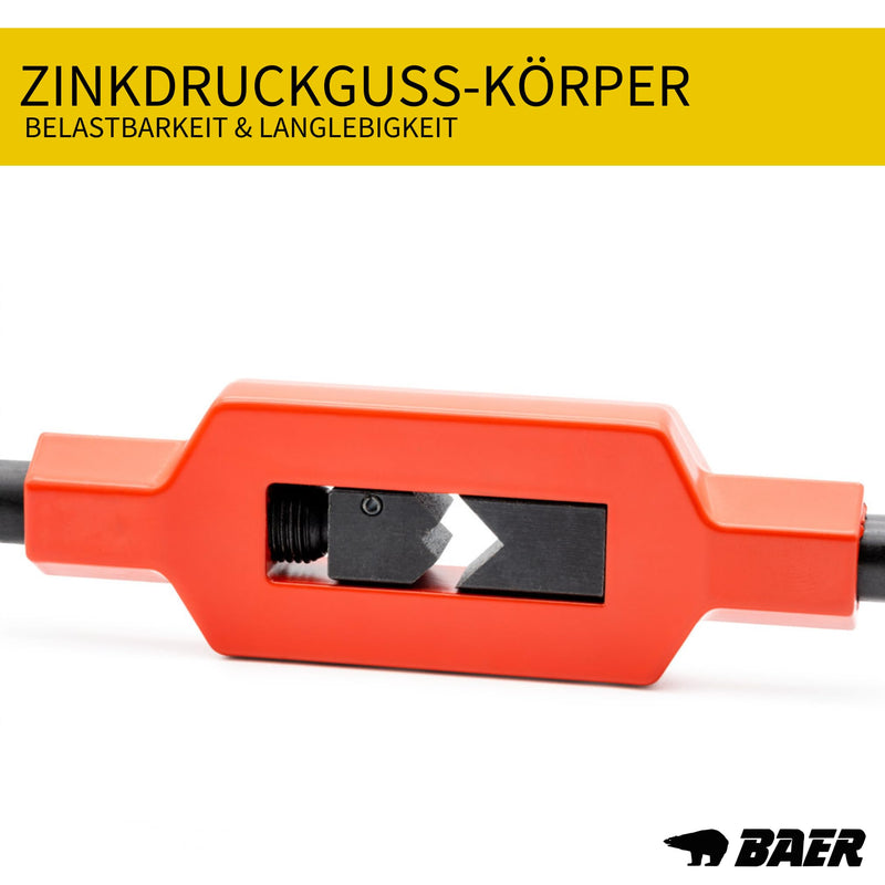 BAER Adjustable Pro Tap Wrench Size 3 | M 5-20 | 7/32-3/4 | G 1/8-1/2 Made of Premium Die-Cast - Holder for Taps - Thread Cutting - Thread Tool GR. 3 | M 5-20 | 7/32-3/4 | G 1/8-1/2