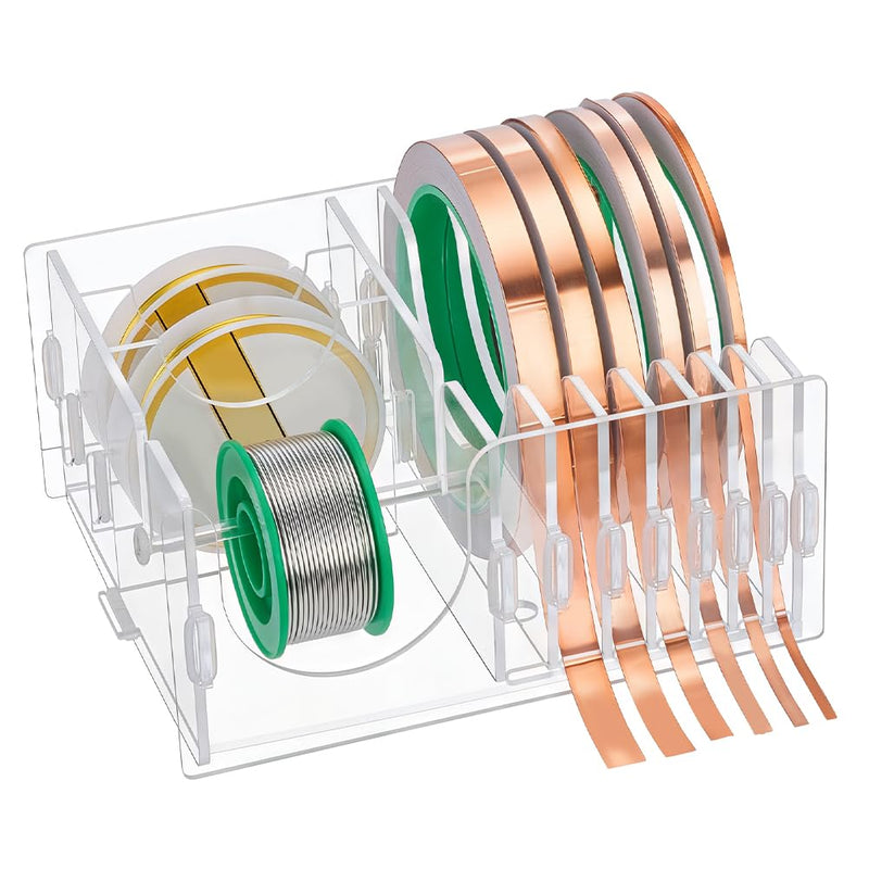 PH PandaHall Acrylic Tape Dispenser Copper Foil Dispenser for Supplies Holder, Tape Holder Clear Tape Aluminum Foil Storage Box for DIY Crafts Art Tools Organizer, 6.4x5.6x3 inches
