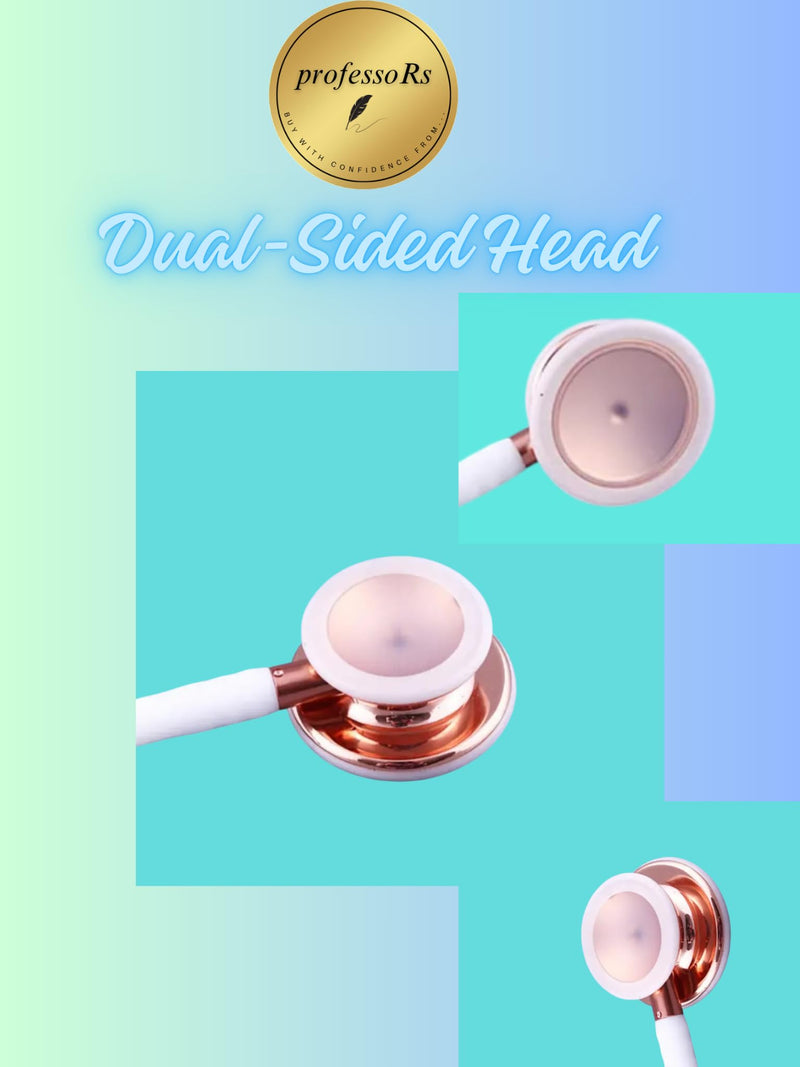 [Australia - AusPower] - White Stethoscope for Students Nurse Doctor, Beautiful Gold-Plated Stetho for Clinical Use, Professional high-sensitivity fiber membrane, Double Sided Stethoscope, estetoscopio medico 