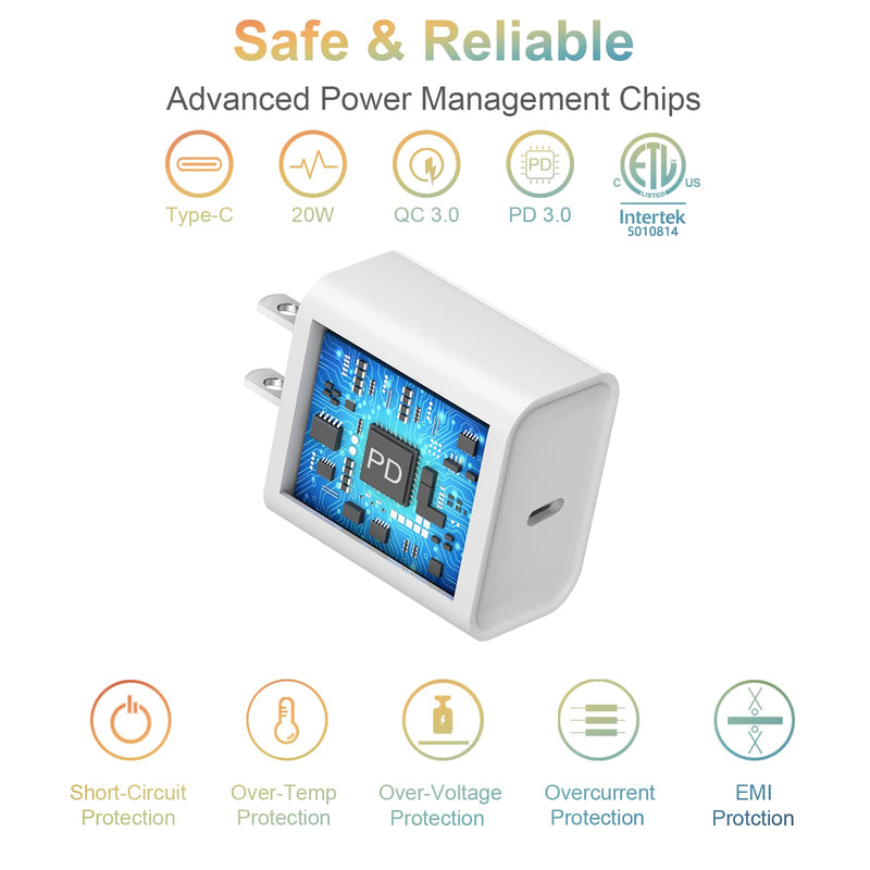 [Australia - AusPower] - [2 Pack] USB C Wall Charger, iPhone 15 Charger Block 20W PD Power Adapter Compatible with iPhone 15/15Pro/15Pro Max/15Plus/14/13/12/11,Xs/X, iPad, Samsung Galaxy and More White 