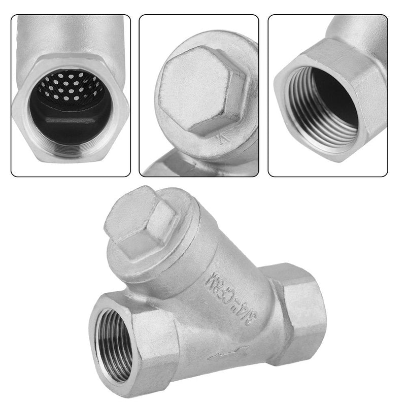 [Australia - AusPower] - Y-filter 3/4-inch filter screw DN20 PT filter shape Y-shape stainless steel with gas oil water hose 