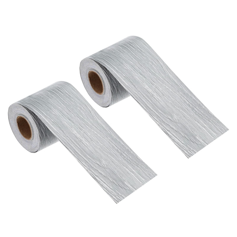 MECCANIXITY Wood Grain Repair Tape, 2 Inch x 33 Feet Self Adhesive Wood Grain Tape Multi-Purpose Wallpaper Border Trim for Furniture Floors Windows Doors Tables Home, Gray, 2 Roll