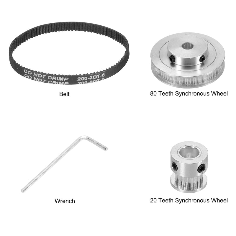 [Australia - AusPower] - MECCANIXITY Timing Pulley 20&80 Teeth 8mm Bore Synchronous Wheel with Belt and Wrench for 3D Printer, CNC Machine, 1 Set 
