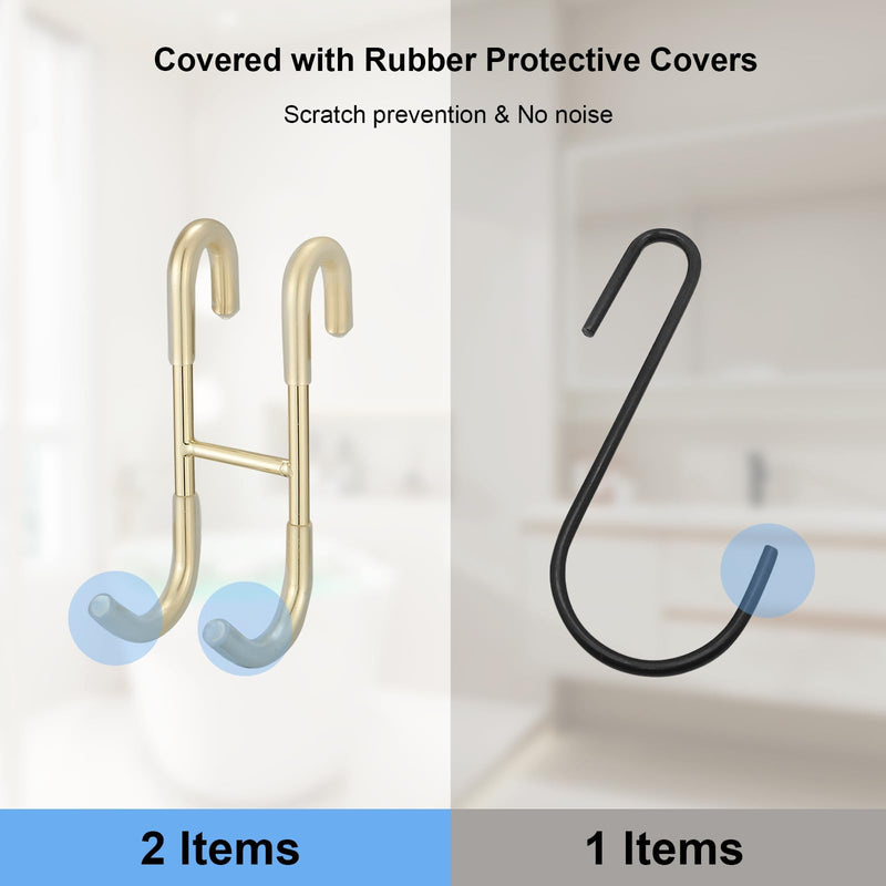 Homevacious Shower Door Hooks, 4 Pack Over Shower Glass Door Hook,SUS 304 Stainless Steel Rack Hooks, Frameless Bathroom Hanger Drilling-Free, Glue-Free Towel Hooks,Brushed Gold Brushed Gold 4 pcs