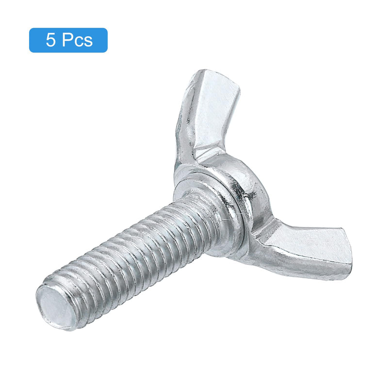 [Australia - AusPower] - uxcell 5pcs M6x20mm Wing Butterfly Screws Bolts, Wing Bolt Thumb Hand Screws, Carbon Steel Butterfly Screws 5 