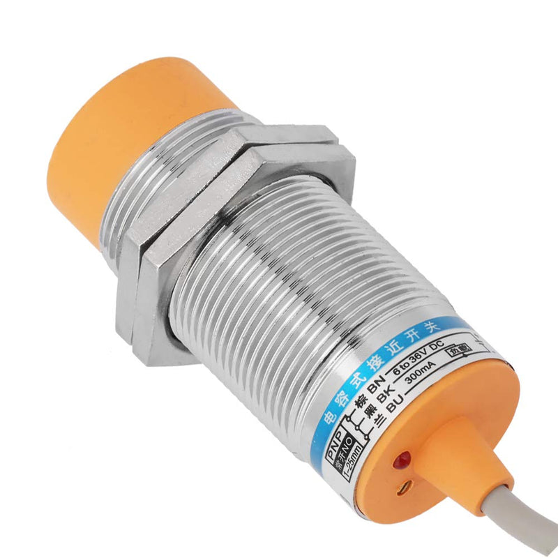 Inductive Proximity Sensor, 25mm Range 3-Wire PNP Closer Switching Detector DC 12-24V Industry 4.0 for Mechanical Engineering Manufacturing Equipment Robotics Assembly Lines