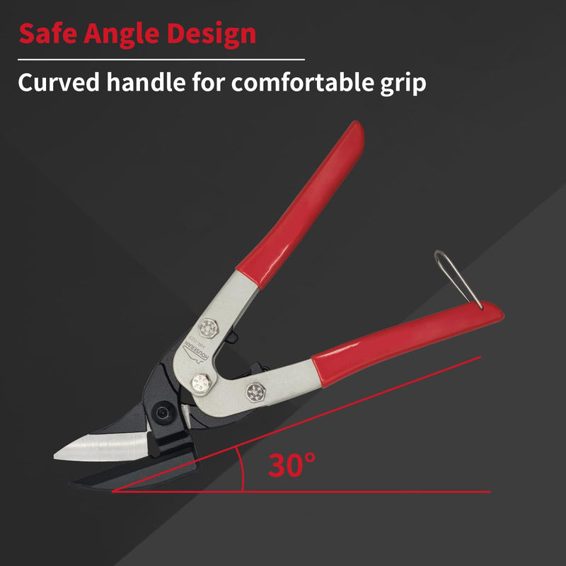 [Australia - AusPower] - Tin Snips, 10 Inch Aviation Snips, Left Cut, Heavy Duty Sheet Metal Cutter with Safety Lock and Non-slip Handle, CR-V Steel Sharp Teeth, Metal Shears Scissors for Cutting Metal Sheet 