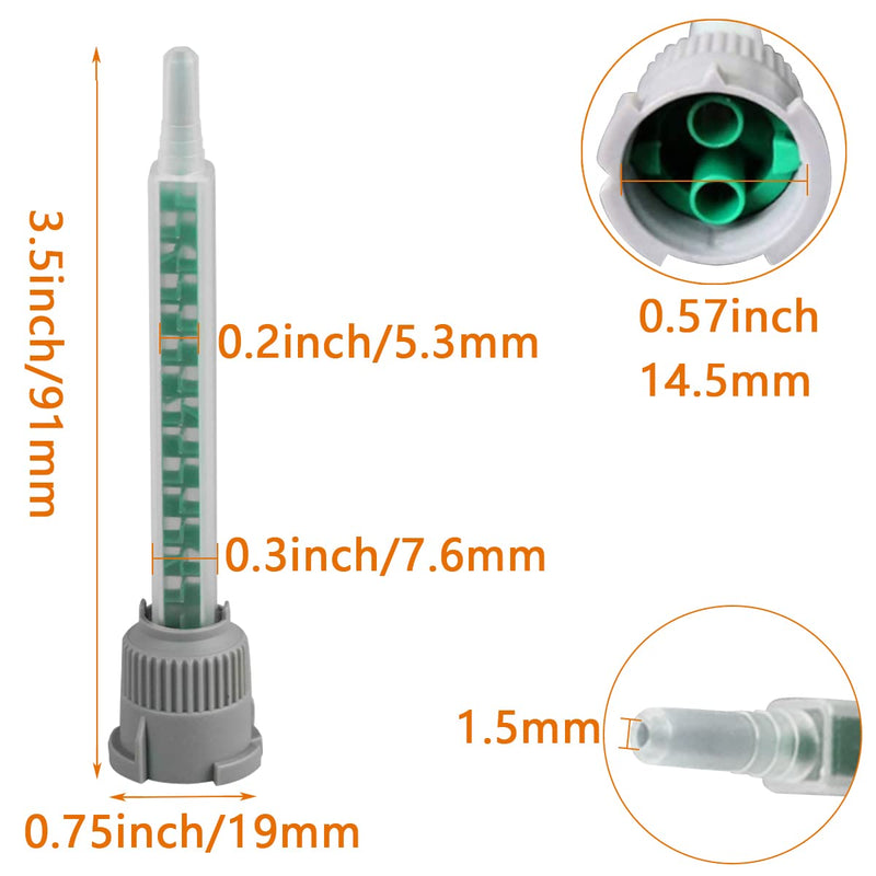 [Australia - AusPower] - 40 Pieces Epoxy Mixing Nozzle Tip Resin Mixer Adhesive Gun Applicatior for 50ml/1.7oz(16-Element, 3.62inch, 1:1 & 2:1 ratios) 
