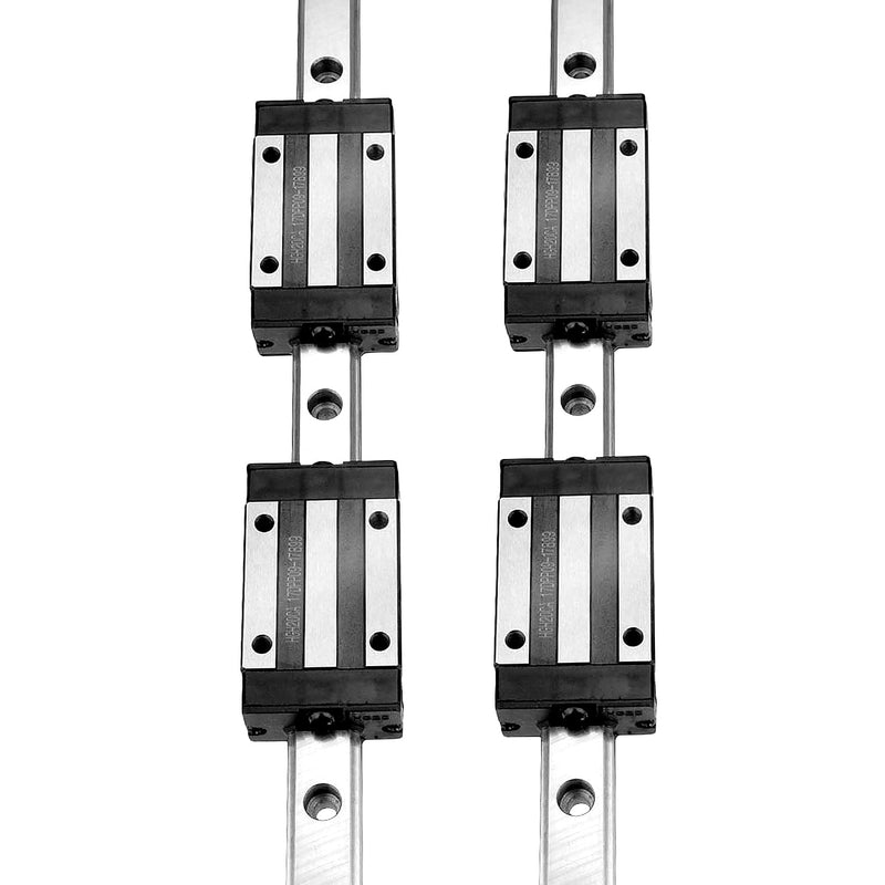 [Australia - AusPower] - [2 Pack] HGR20/HGH20 200mm/ 7-7/8'' Linear Sliding Rail Guide with 4 HGH20CA Linear Bearing Sliding Carriage Block for 3D Printer, CNC Machine and Routers (200mm, HGR20/HGH20) 
