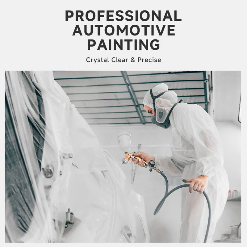 Pre-Taped Masking Film with Static Cling 35.4" x 98FT 1 Roll, Blue Paint Protection Plastic Sheeting with Green Tape for Cars, Walls, Windows, Furniture, No Residue