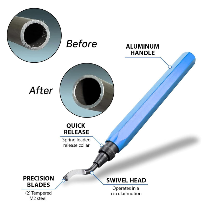 [Australia - AusPower] - Deburring Tool Light Blue, Metal Deburring Tool 3D Print, with 10 Replacement Blades and 5 Diamond Files, Hand Deburrer, for 3D Printer, Plastic, Aluminium 