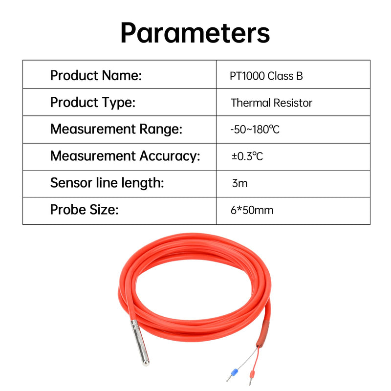 [Australia - AusPower] - Aideepen PT1000 Temperature Sensor, 2 Pieces 3 Metres Silicone Cable Digital Waterproof Temperature Sensor with Stainless Steel Probe, Temperature Measuring Range -50°C ~ 180°C 2 pieces 3 m 