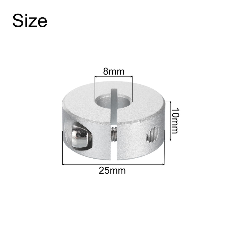 [Australia - AusPower] - uxcell 8pcs Single Split Clamp-On Shaft Collar 8mm Bore One-Piece Clamping Collar, 25mm OD, 10mm Thickness, Aluminum Alloy Set Screw Split Collar Clamp 