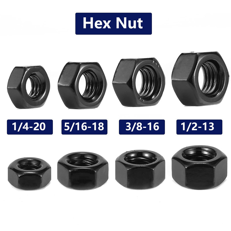 [Australia - AusPower] - 1/4-20 Hex Nuts 100Pcs 304 Stainless Steel 18-8, Full Thread, Hex Drive, Bright Finish, Black Oxide by SG TZH 100 1/4-20 