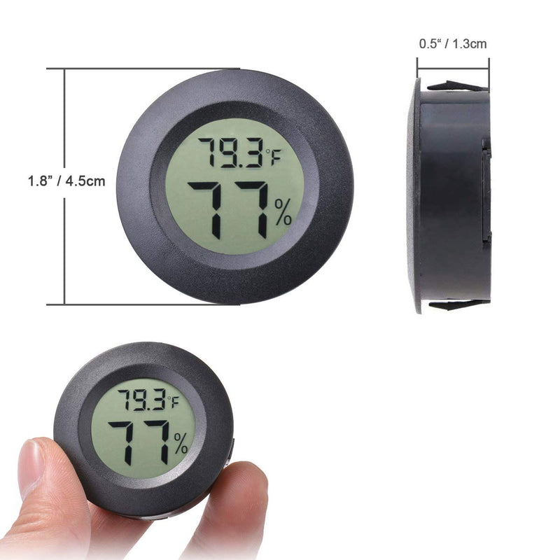 2-Pack Mini Hygrometer Thermometer Fahrenheit or Celsius Meter Digital LCD Monitor Indoor Room Round Humidity Temperature Gauge for 3D Printers Guitar Case Greenhouse Babyroom Reptile Incubator 2