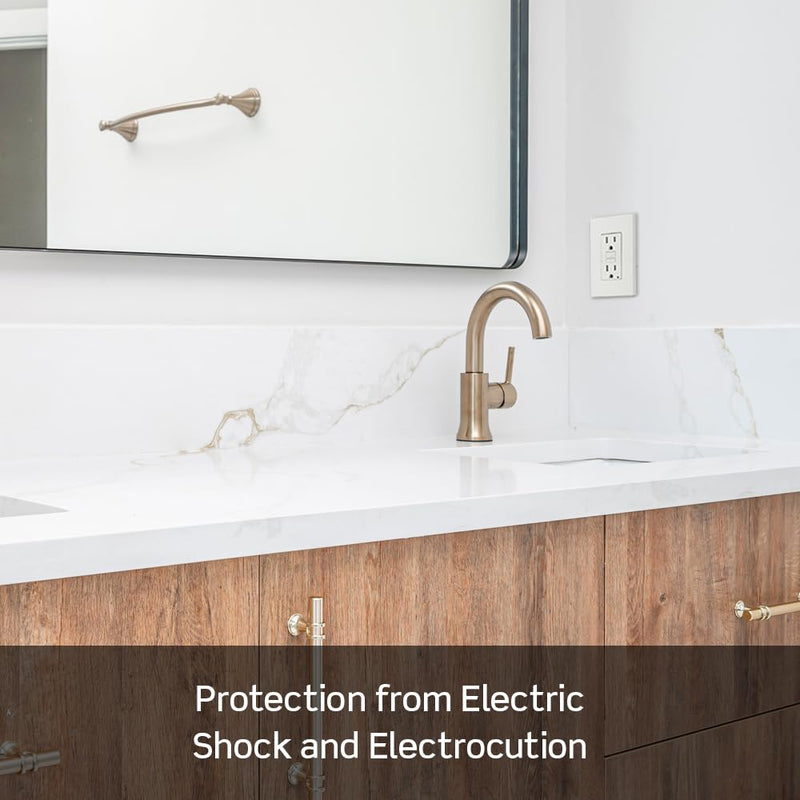 [Australia - AusPower] - Leviton GFCI Outlet, 15 Amp, Self Test, Tamper-Resistant with LED Indicator Light, Protection from Electric Shock and Electrocution, GFTR1-W, White 