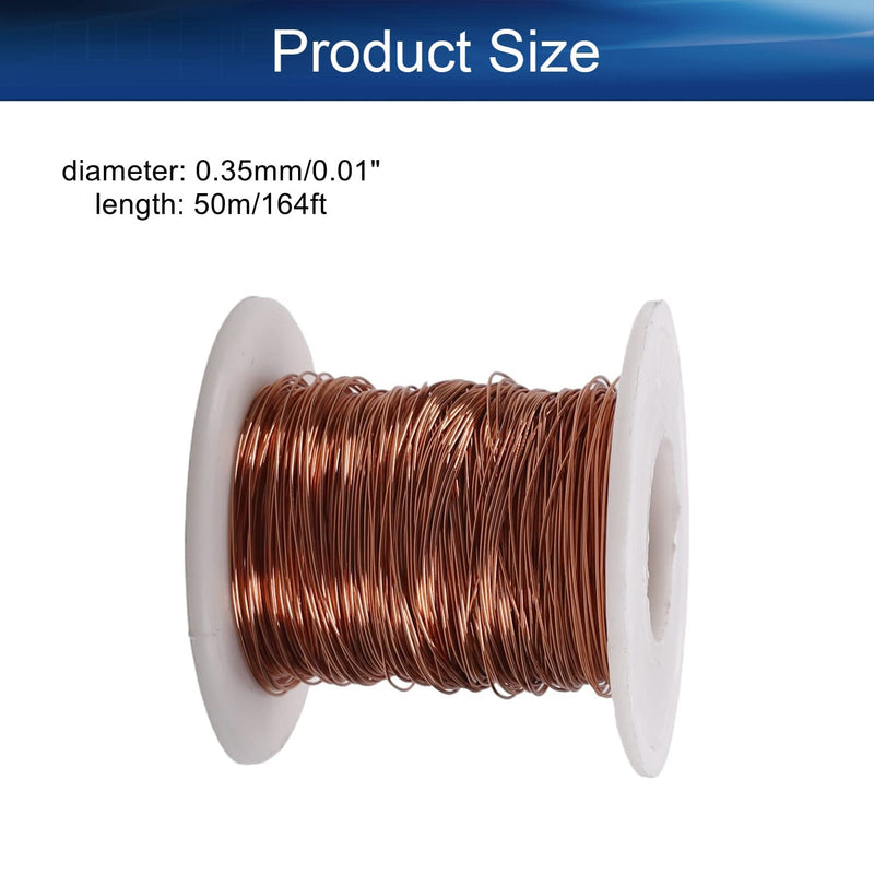 [Australia - AusPower] - Heyiarbeit 27 AWG Magnet Wire Enameled Copper Wire Enameled Magnet Winding Wire 164ft 0.0138" Diameter Temperature Rating 180? Magnetic Coil for Motors Transformers Inductors Inner Dia: 0.35mm,Length: 164Ft 1 