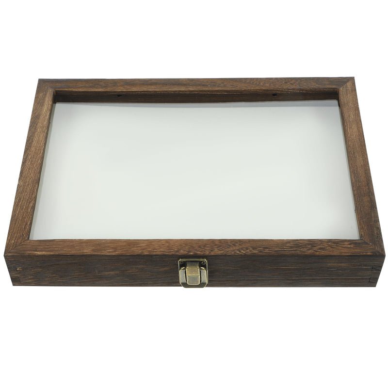 [Australia - AusPower] - Cabilock Display Case Wooden Collection Box with Clear Glass Top Shadow Box Specimen Storage Box for Home 