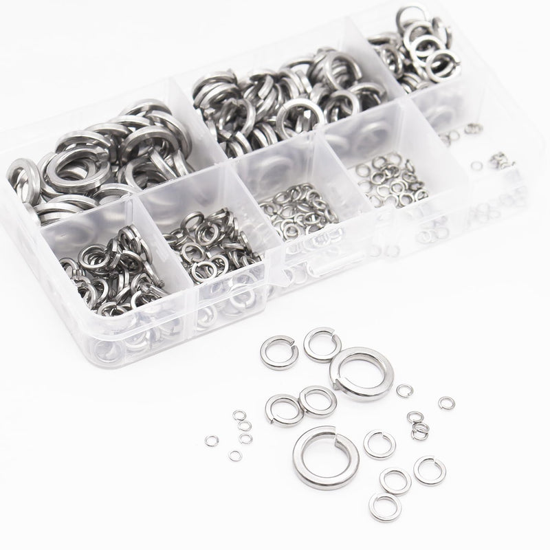 [Australia - AusPower] - 420PCS Metric Sizes 304 Stainless Steel Spring Lock Washers Assortment Kit- M2, M2.5, M3, M4, M5, M6, M8, M10, Prevent Loose Fasteners 420PCS 