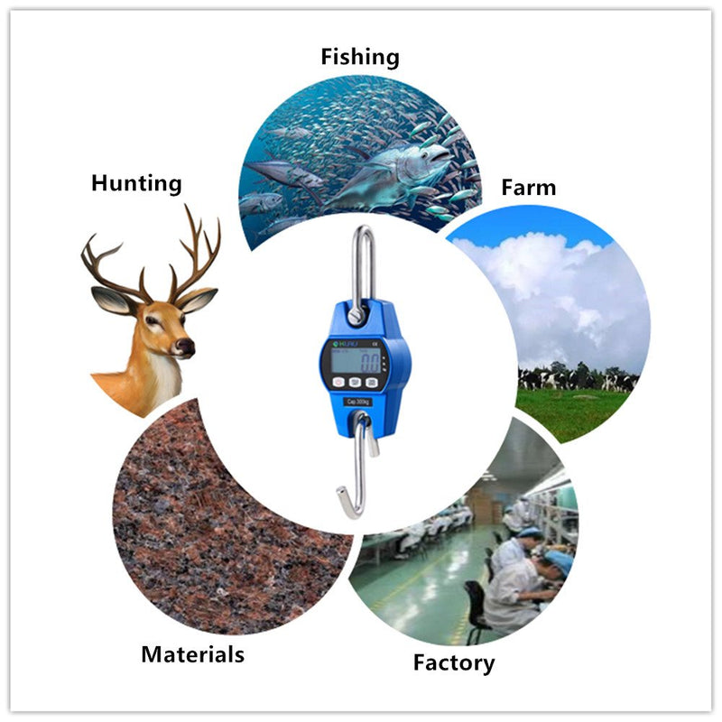 Klau Mini OCS-L Industrial Crane Scale, Blue, 300 kg / 600 lb | Digital Hanging Scale, Indoor Farm Factory Outdoor, Weighing