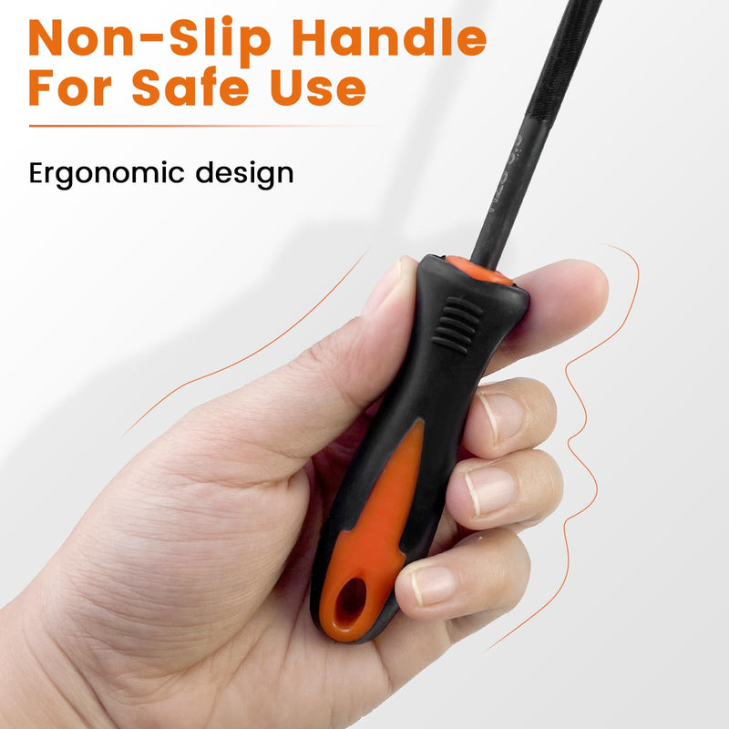 [Australia - AusPower] - Set of 4 Chainsaw Sharpening Round File Chainsaw 4 Sizes from 3.2/4.0/4.8/5.5 mm, File Set with Handle in Black and Orange, Horse File Chainsaw Made of Carbon Steel 