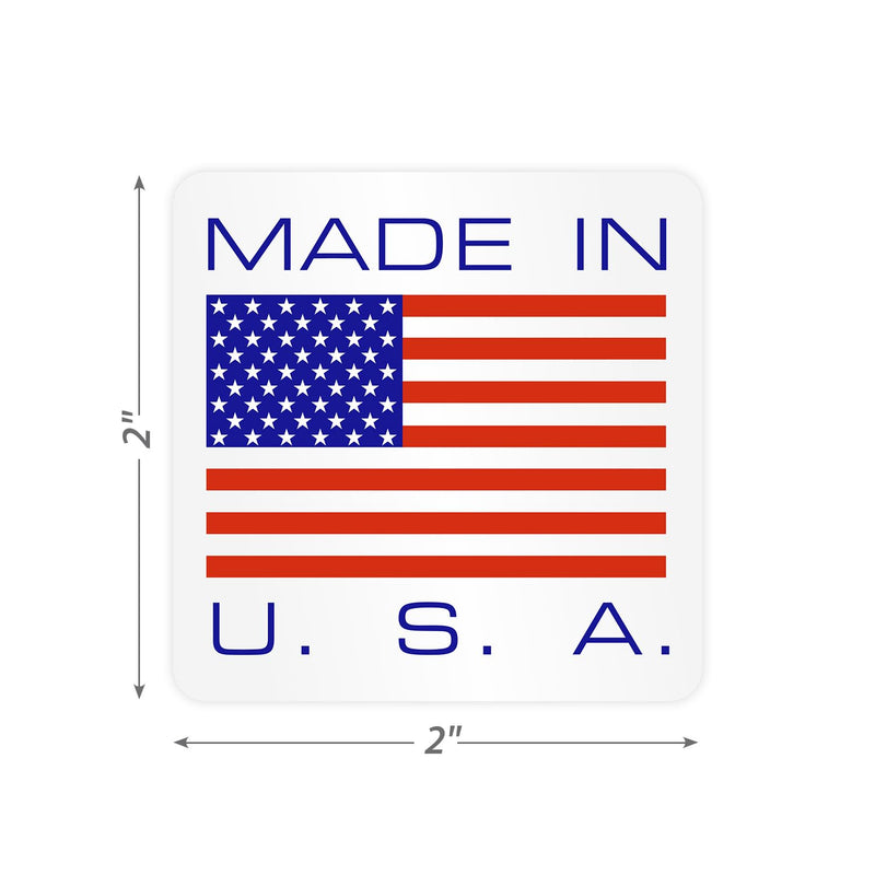 SmartSign (1000/Pack) Made in U.S.A Labels with Flag in Dispenser Box, 2 x 2 inch, Semi-Gloss Paper Stickers with Permanent Adhesive - for Shipping/Packaging/Transportation, Red/Blue/White, USA-Made
