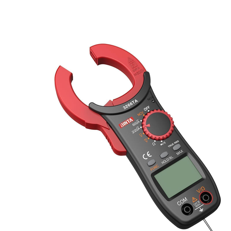 [Australia - AusPower] - BINTA Digital Clamp Meter, 2000 Counts Multimeter with NCV Amp Auto-ranging Handheld Voltage Tester Tools Ohm Volt Measures AC Current AC/DC Voltage,Temperature Capacitance Resistance Diodes Red 2000count 