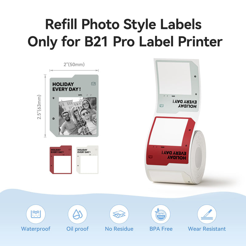 NIIMBOT Photo Label only for B21 Pro Label Printer, 2x2.5in (50x63mm) Photo Paper, Waterproof Sticker Card for Scrapbook DIY (Sunlit Flight) 2"X2.5"-Sunlit Flight