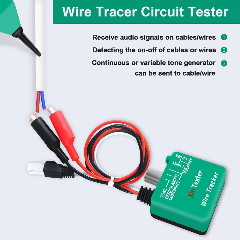 [Australia - AusPower] - Xin Tester Telephone Cable Toner Network Wire Tracer Upgraded, Electrical Tone Generator Probe Kit, High Accuracy Jack Testers RJ11 Ethernet Circuit Tracer Inductive Amplifier Adjustable Sense XT-200EP 